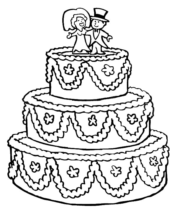 Couple On Top Of Wedding Cake Coloring Page