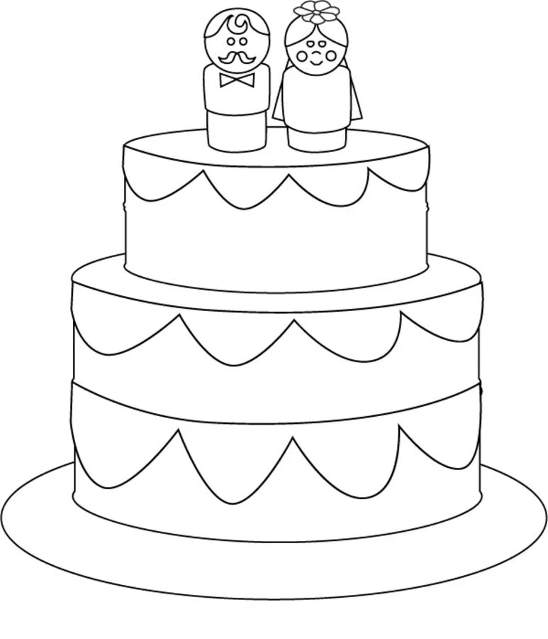Cute Wedding Cake Toppers Coloring Page