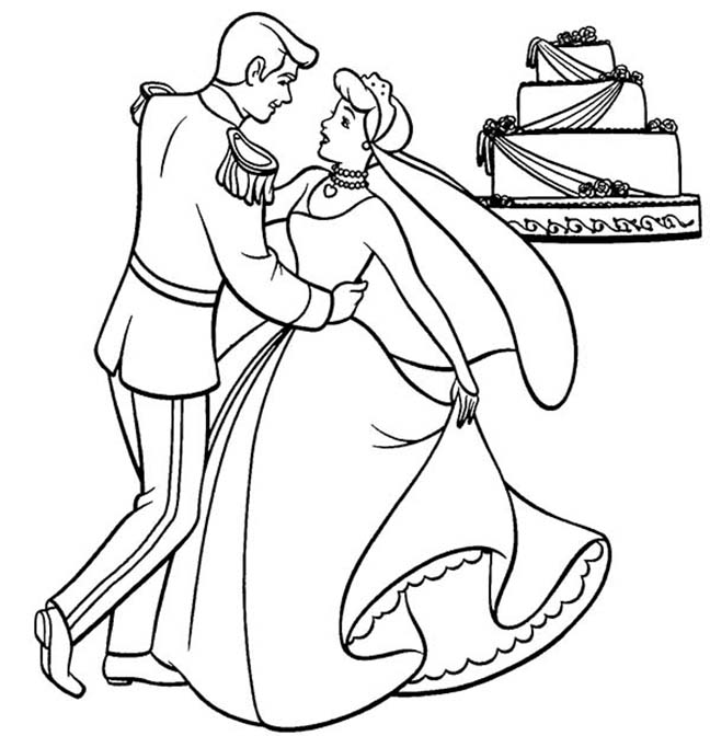 Dancing With Wedding Cake Coloring Page