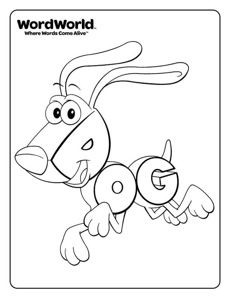 Dog Word World Coloring Pages