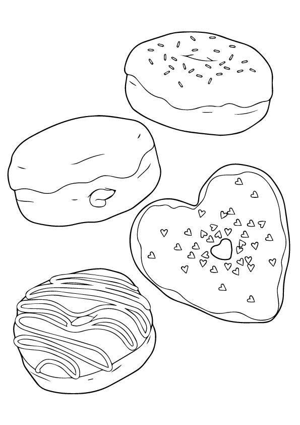 Donuts Snacks Coloring Page