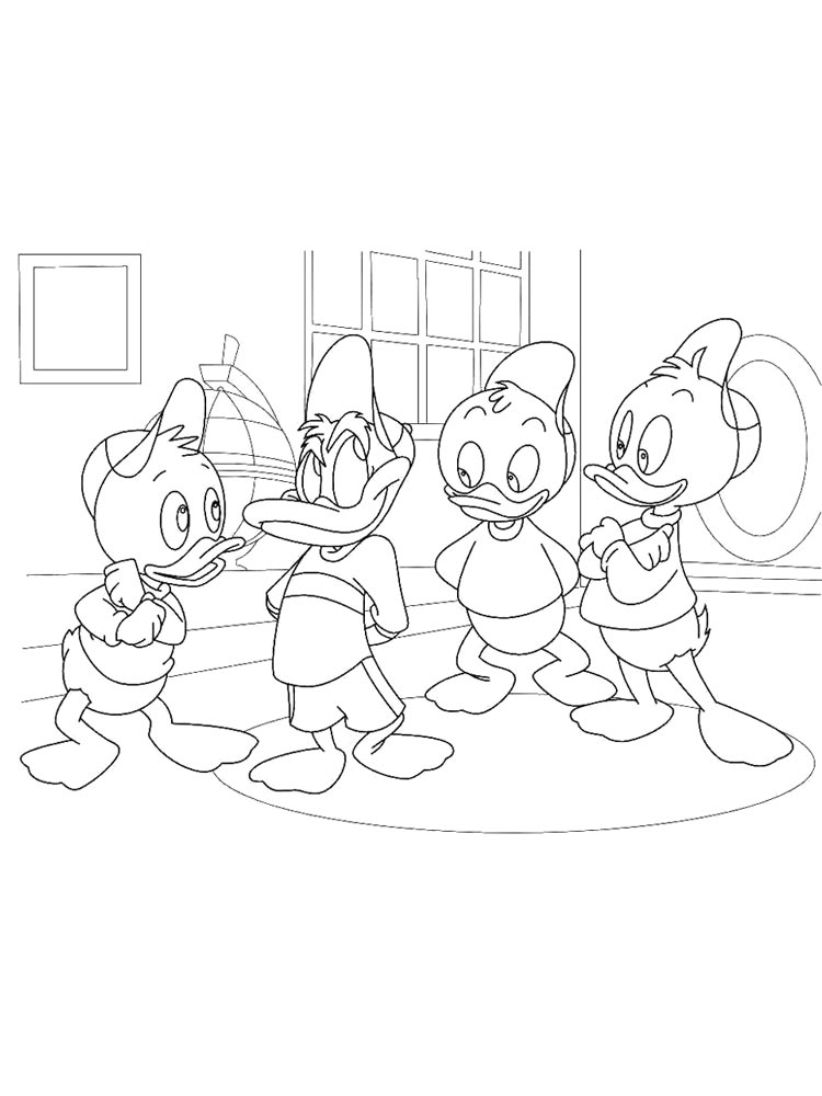 Duck Characters Coloring Page