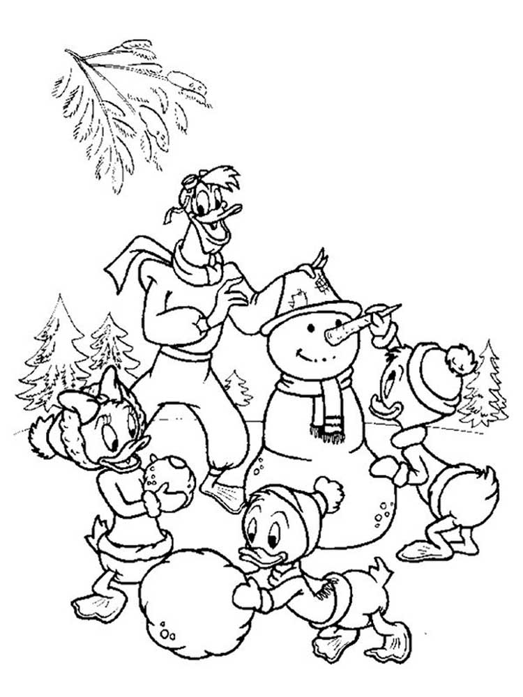 Ducktales Building Snowman Coloring Page