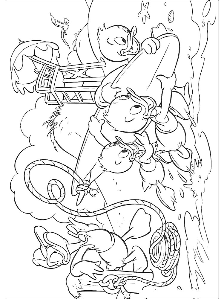 Ducktales Surfing Coloring Page