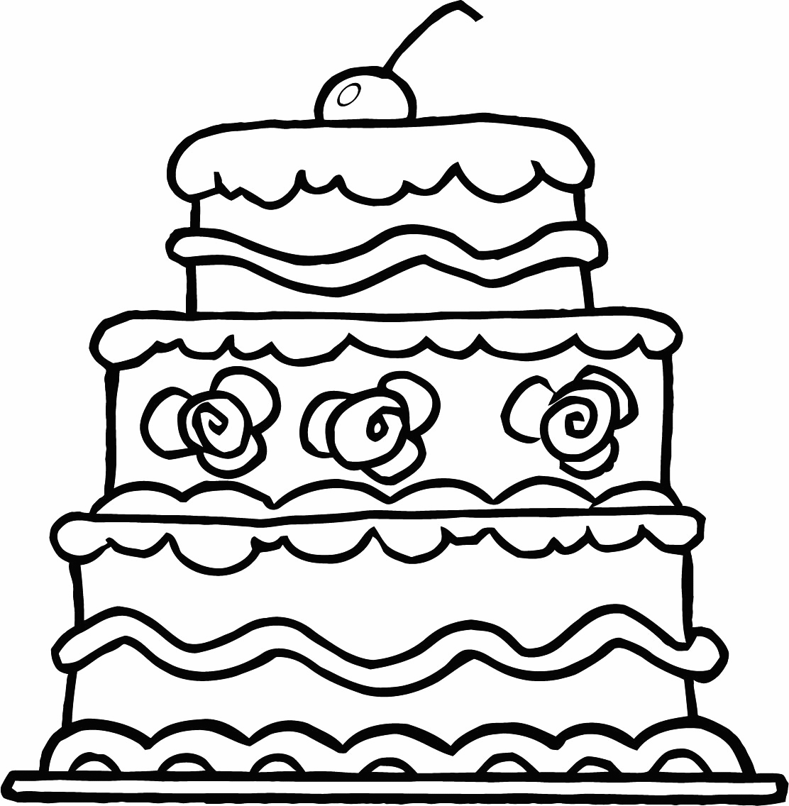 Easy Wedding Cake Coloring Page