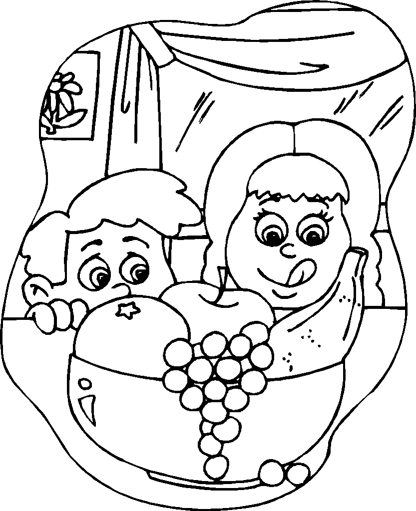 Fruit As Snacks Coloring Page