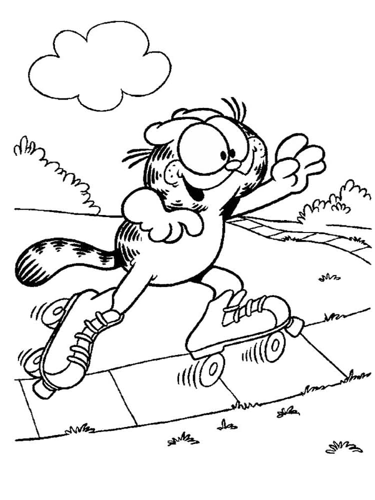 Garfield Roller Skating Coloring Page