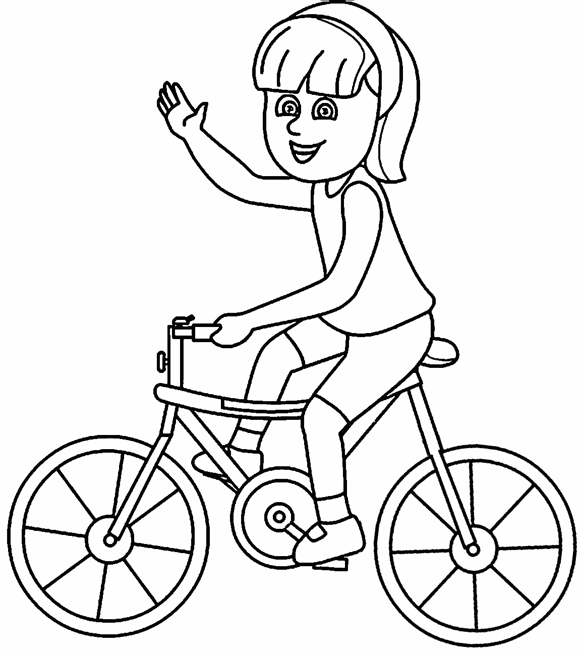 Girl Riding Bike Coloring Page