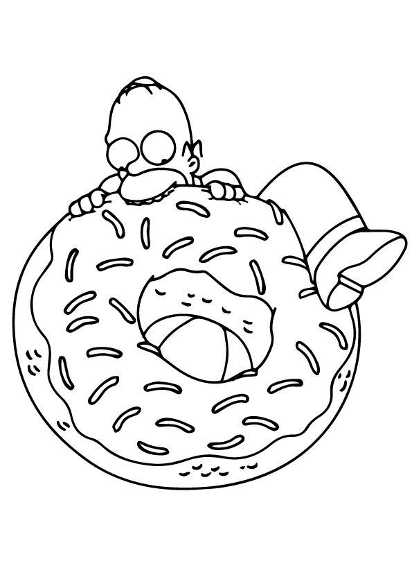 Homer And Big Donut Coloring Page