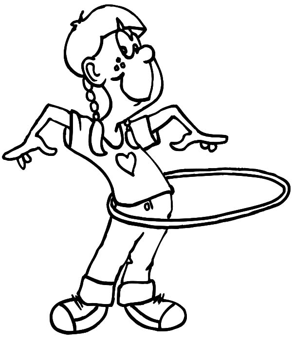 Hula Hoop Exercise Coloring Page