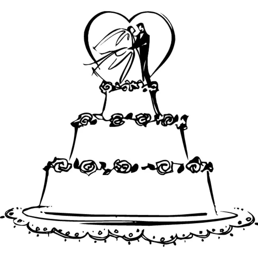 Lovely Wedding Cake Coloring Page