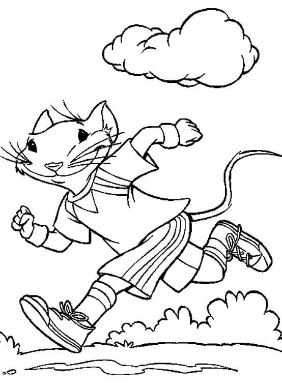 Mouse Character Running Coloring Page