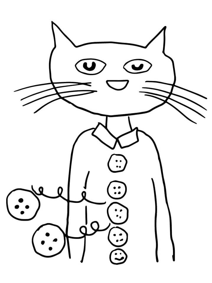 Pete The Cat Buttons Coloring Page