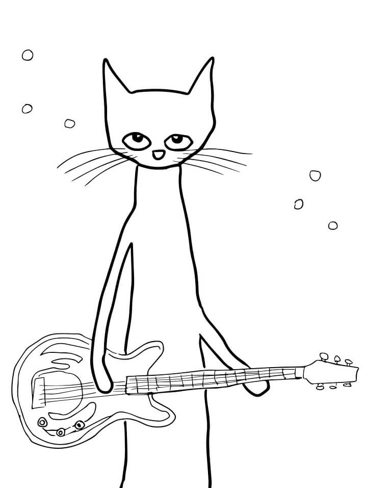 Pete The Cat Playing Guitar Coloring Pages