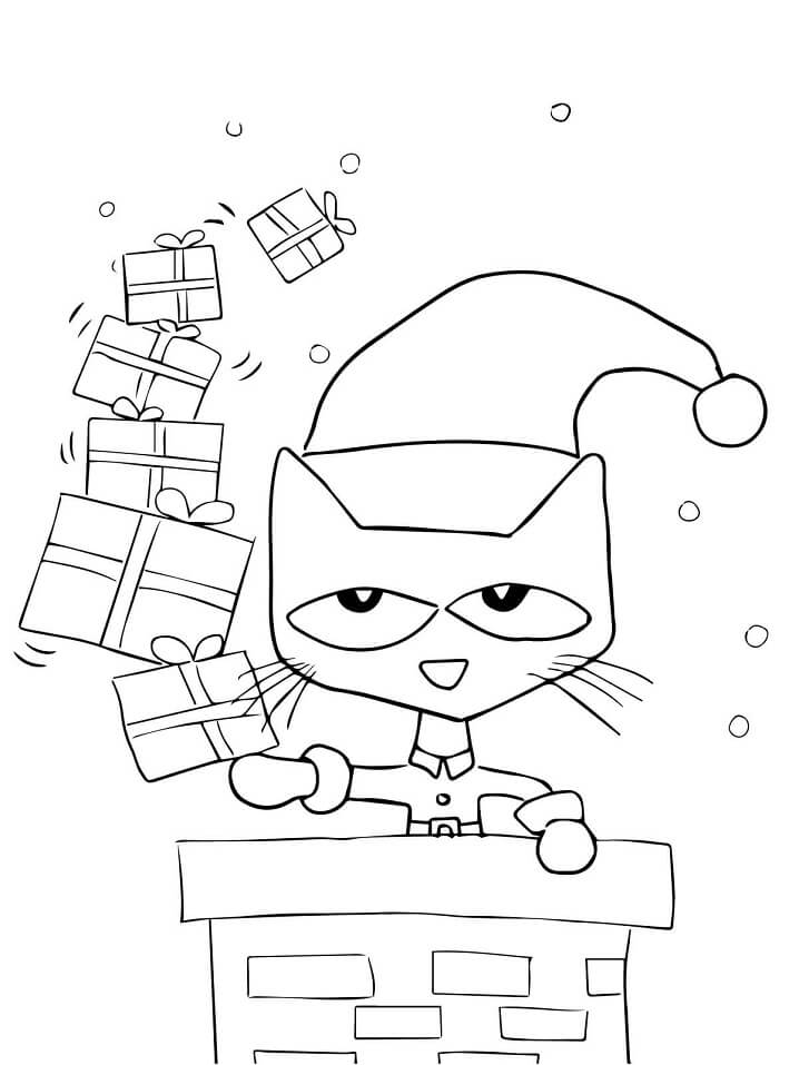 Pete The Cat Santa Coloring Page