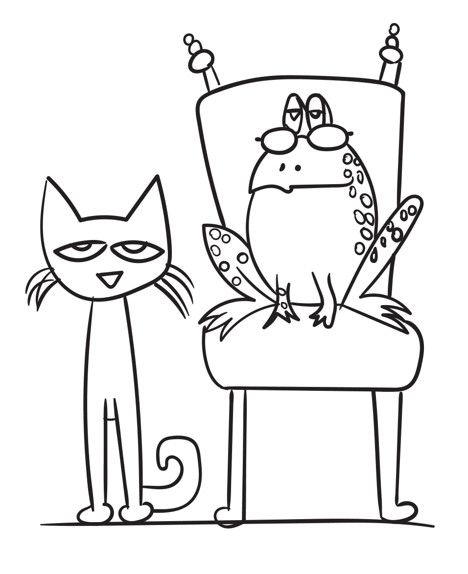 Pete The Cat And Frog Coloring Page