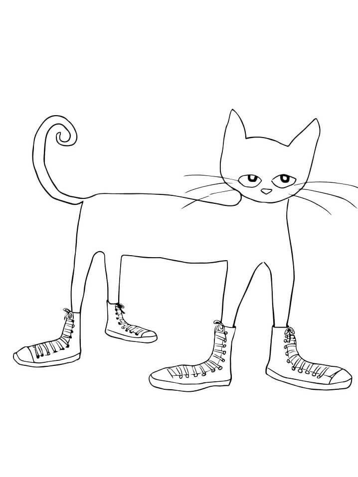 Pete The Cat In Sneakers Coloring Page