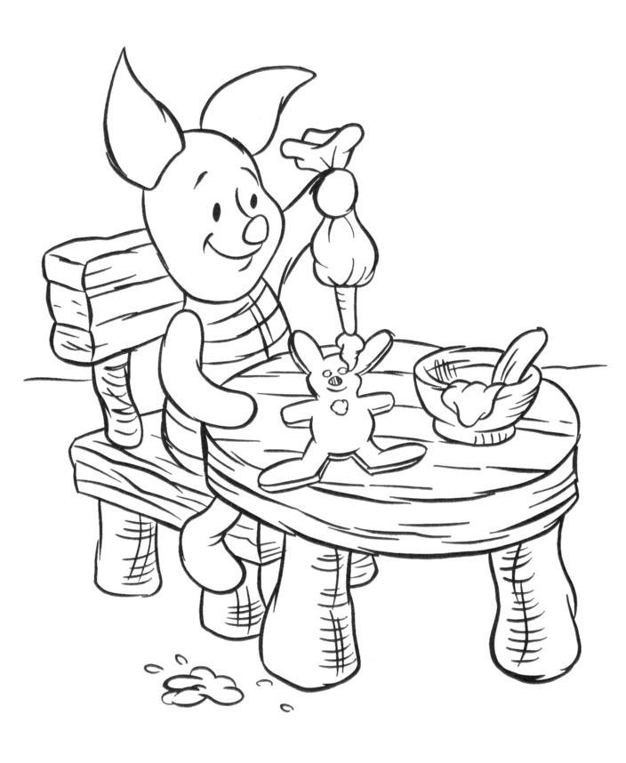 Piglet Baking Cookie Coloring Page