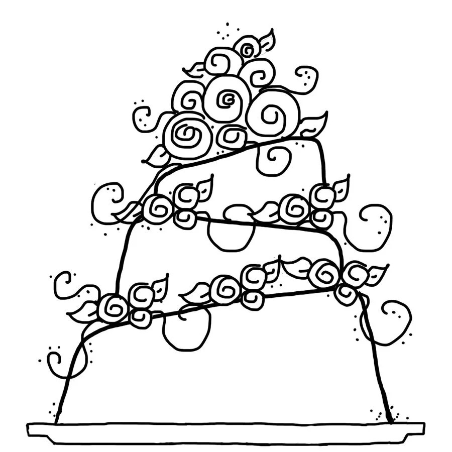 Pretty Wedding Cake Coloring Page