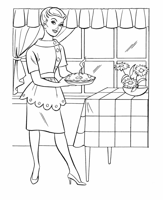 Serving Apple Pie Coloring Page