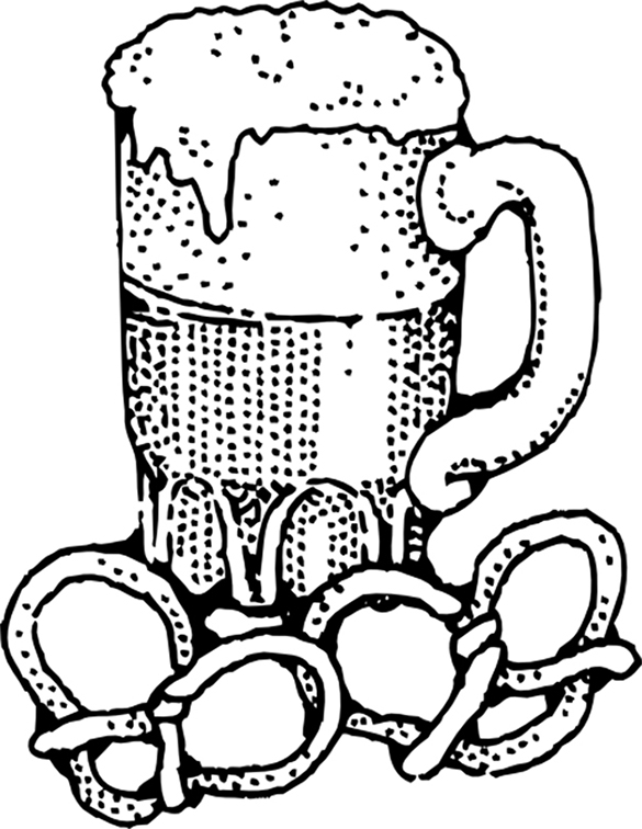 Soda And Pretzels Snacks Coloring Page