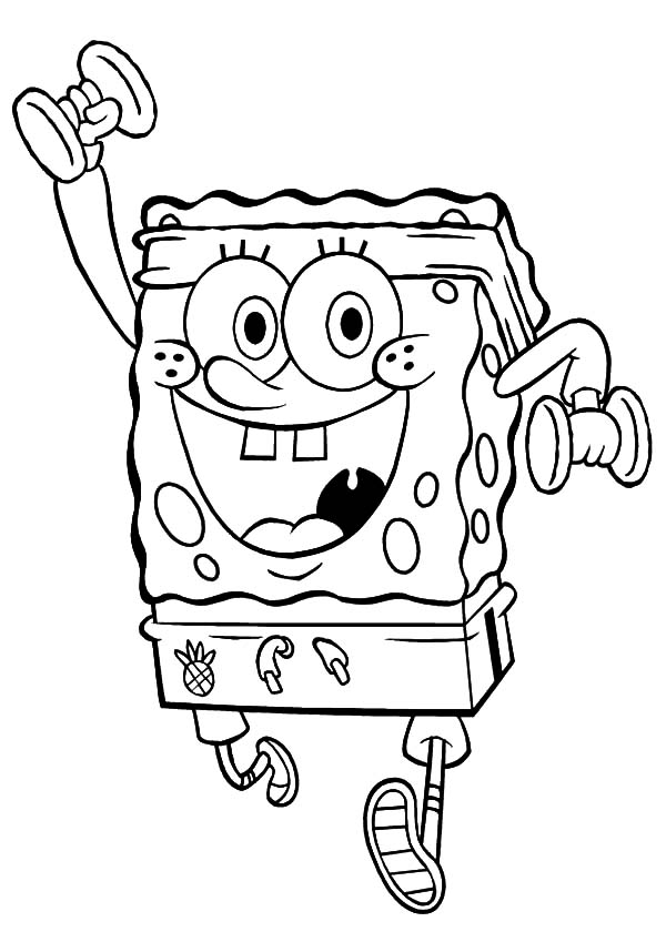 Spongebob Working Out Coloring Page