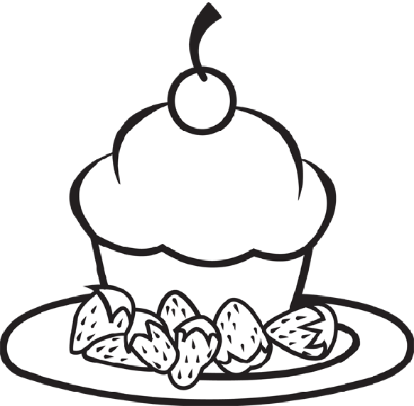 Strawberry Cupcake Snack Coloring Page