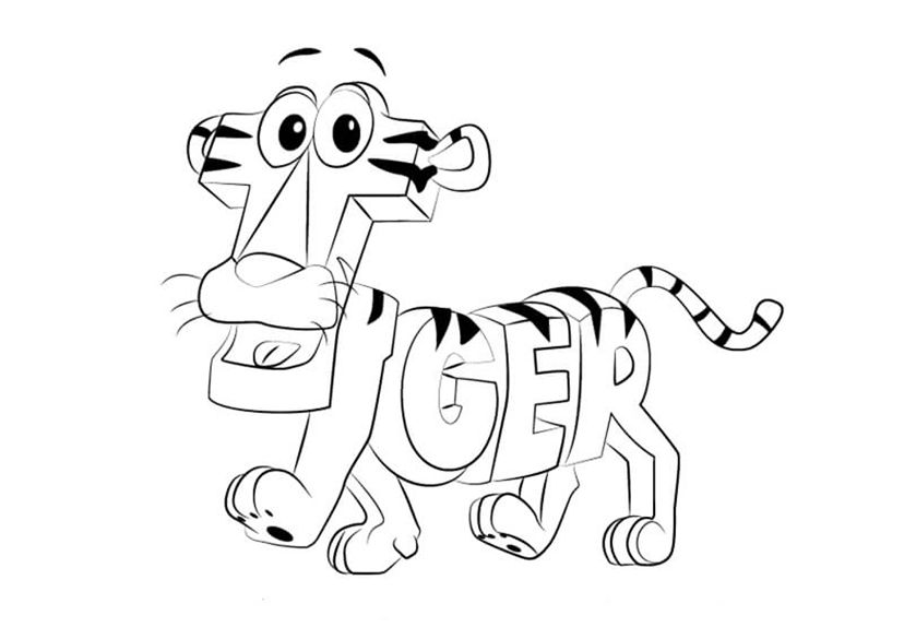 Tiger Word World Coloring Pages