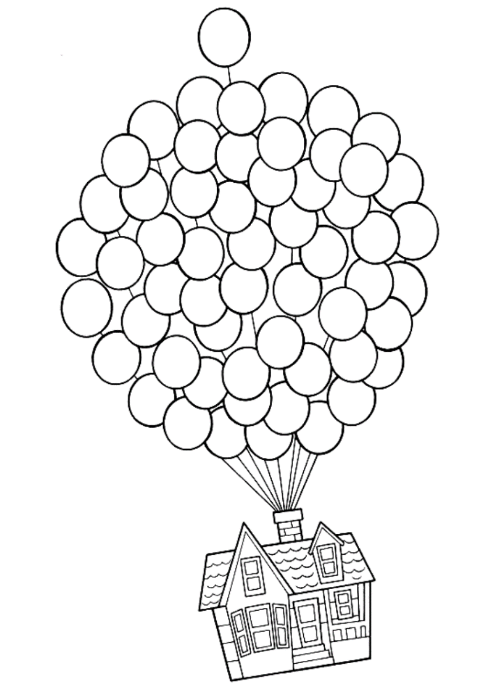 Up Balloon House Coloring Page