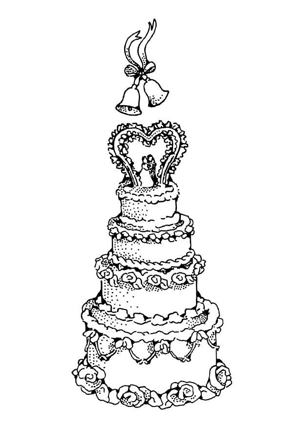 Wedding Cake And Bells Coloring Page