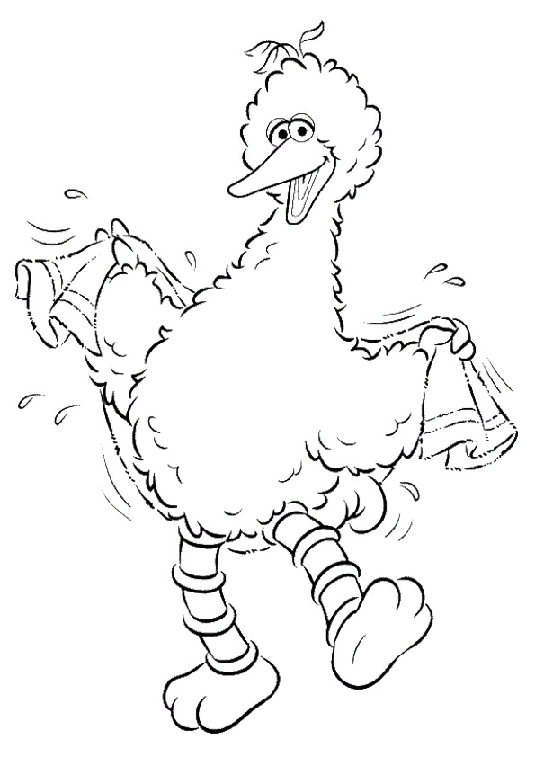 Big Bird Drying Off Coloring Page