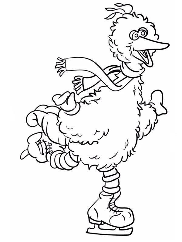 Big Bird Ice Skating Coloring Page