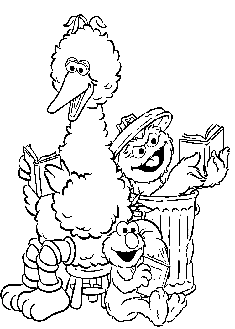 Big Bird And Friends Coloring Page