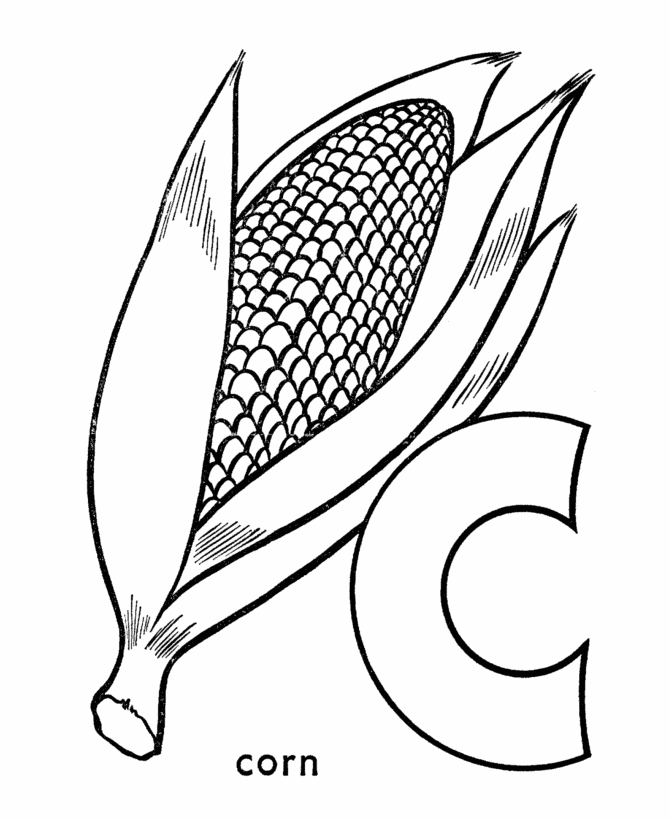 C For Corn Coloring Page