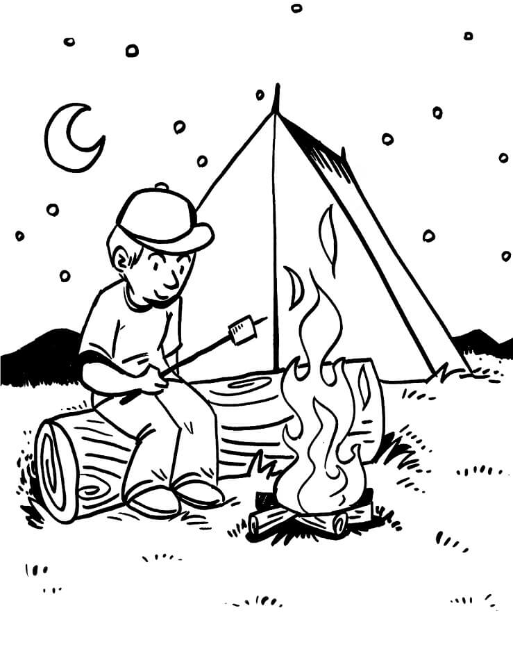 Campfire Marshmallows Coloring Page