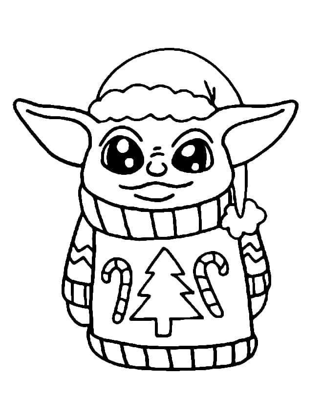 Christmas Grogu Coloring Page