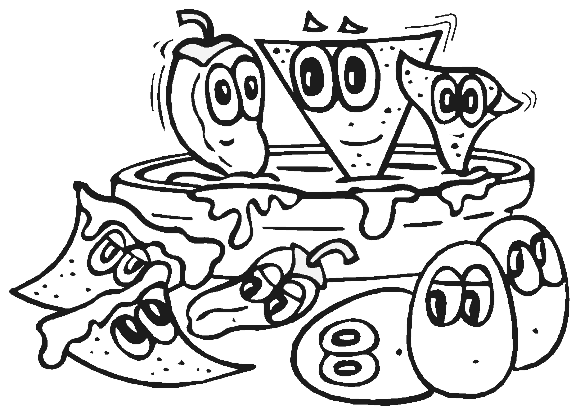 Cute Nacho Faces Coloring Page