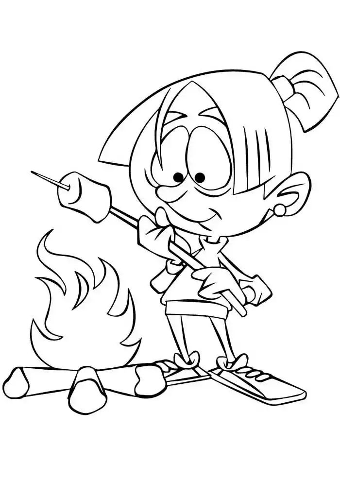 Girl Roasting Marshmallows Coloring Page