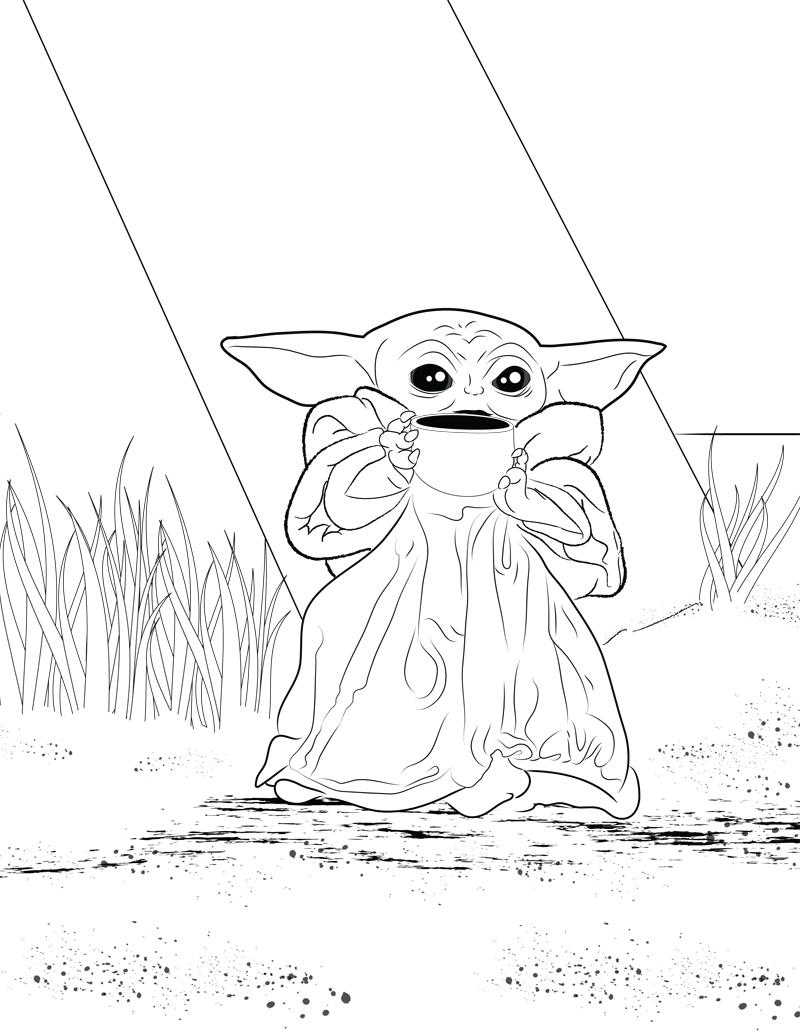 Grogu Baby Yoda Coloring Page