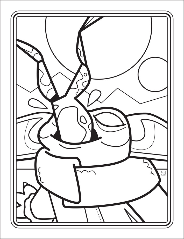 Grogu Eating Frogs Coloring Page