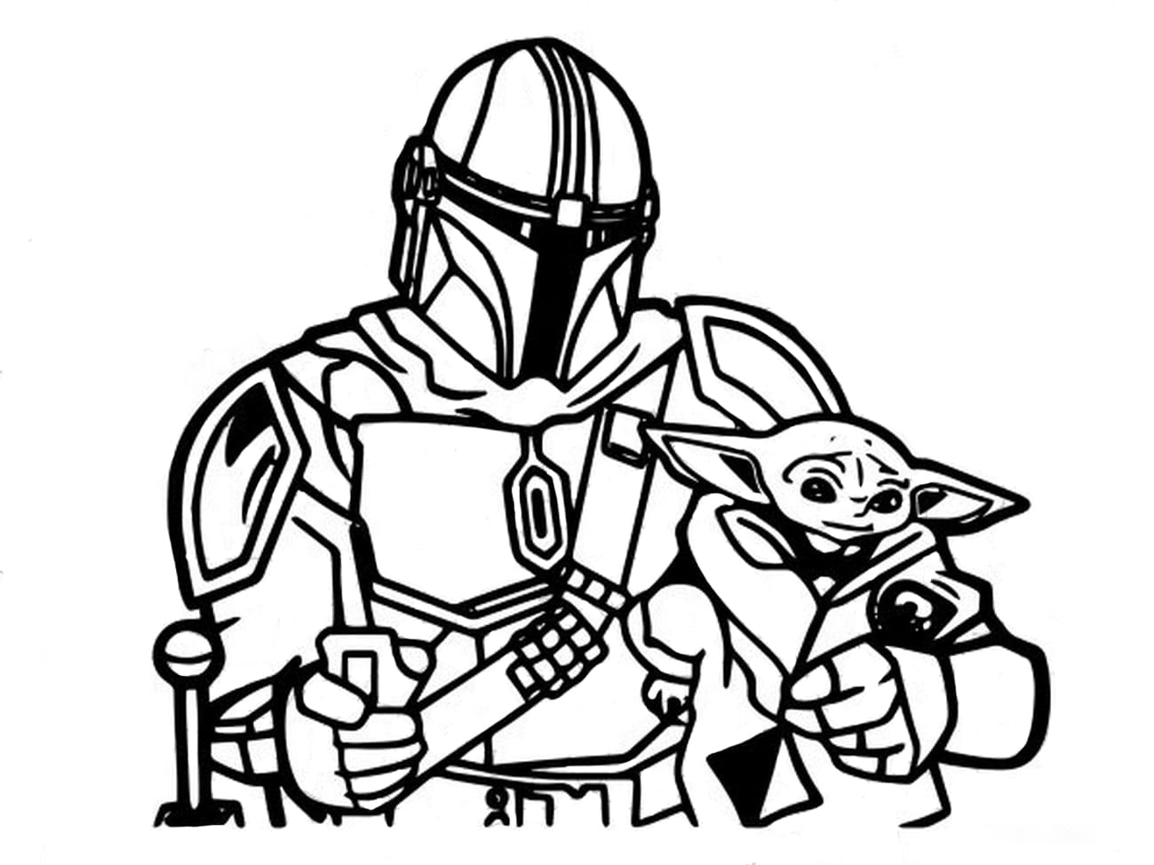 Mando And Grogu Coloring Page