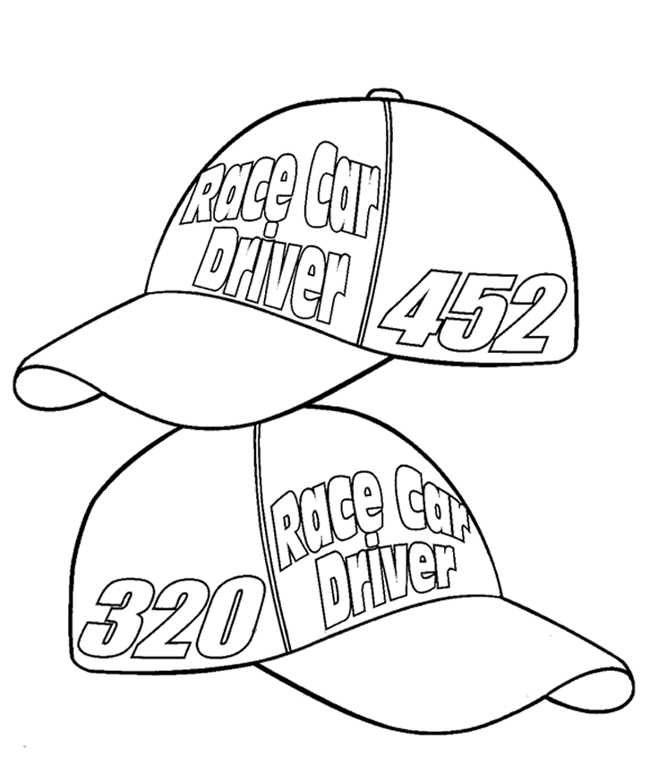Race Car Driver Cap Coloring Page