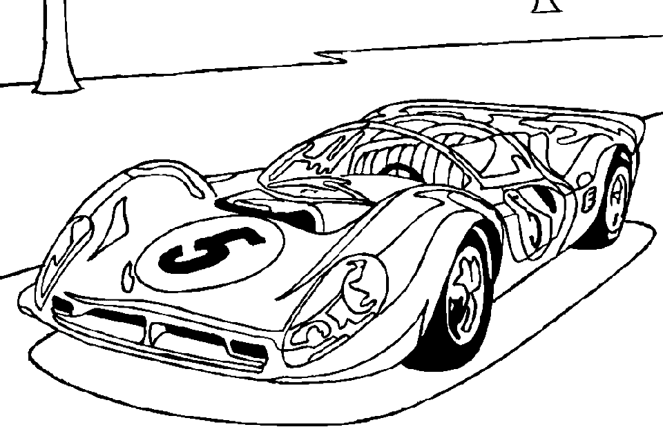 Race Car No 5 Coloring Page