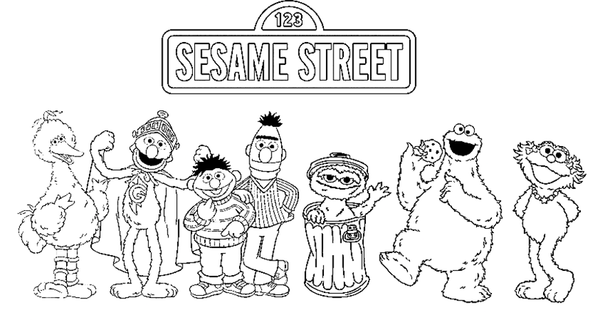 Sesame Street Characters Coloring Page