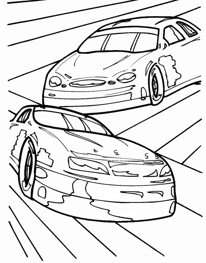 Two Cars Racing Coloring Page