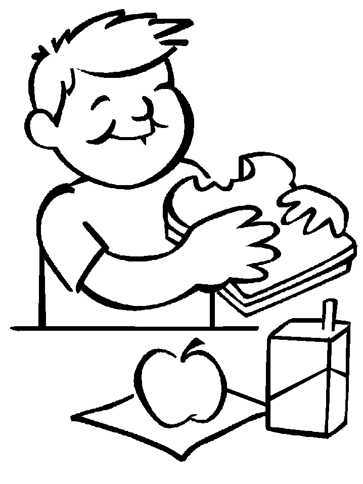 Boy Eating Lunch Coloring Page