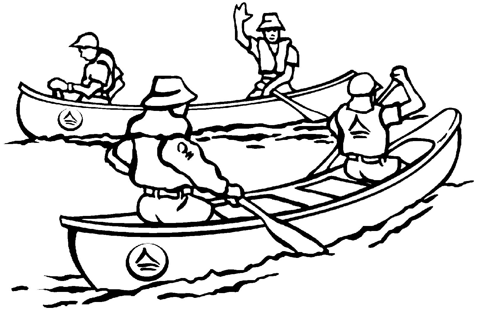 Boy Scouts In Canoe Coloring Page