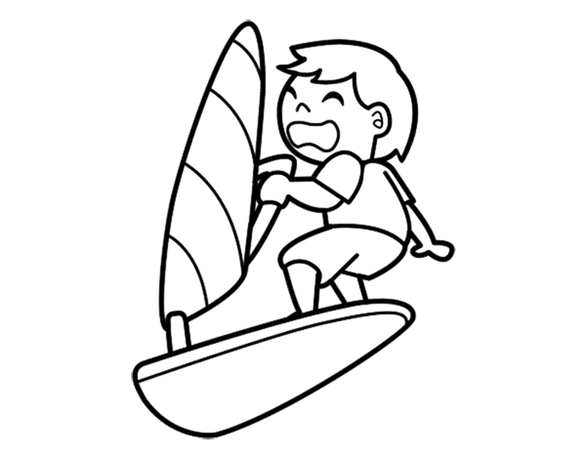 Boy Windfoiling Coloring Page