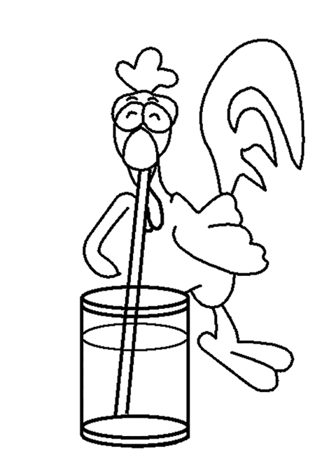 Chicken Drinking Juice Coloring Page