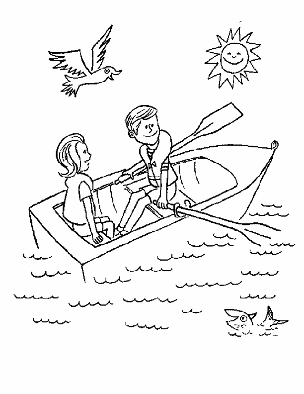 Couple In Row Boat Coloring Page